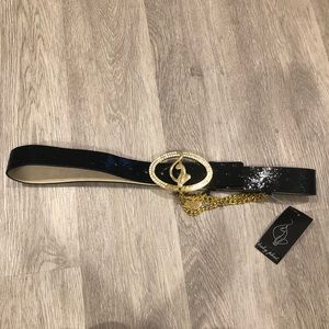 Baby Phat faux leather chain rhinestone belt